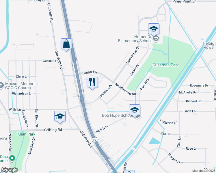 map of restaurants, bars, coffee shops, grocery stores, and more near 7775 Lawrence Drive in Beaumont