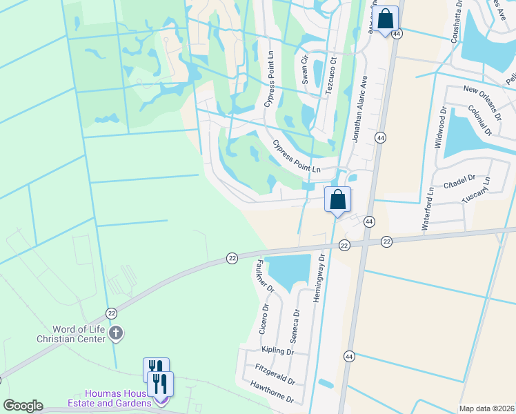 map of restaurants, bars, coffee shops, grocery stores, and more near 5380 Courtyard Drive in Gonzales