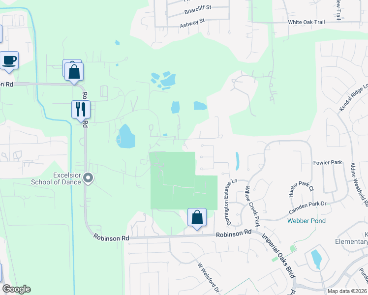 map of restaurants, bars, coffee shops, grocery stores, and more near 11009 Darby Loop in Conroe