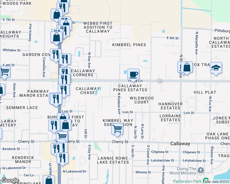 map of restaurants, bars, coffee shops, grocery stores, and more near 6023 Harvey Street in Panama City