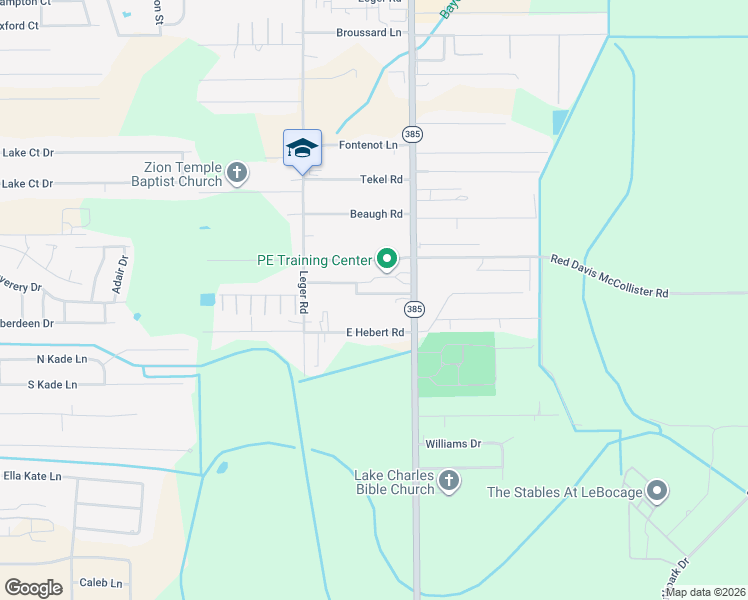 map of restaurants, bars, coffee shops, grocery stores, and more near 500 Fontenot Road in Lake Charles
