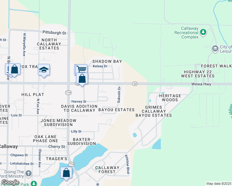 map of restaurants, bars, coffee shops, grocery stores, and more near 295 Sukoshi Drive in Panama City