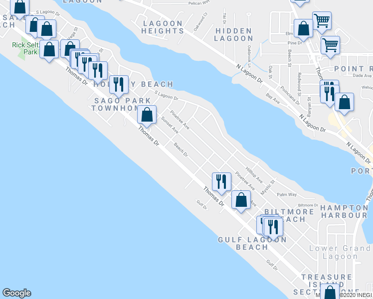 map of restaurants, bars, coffee shops, grocery stores, and more near 6300 Beach Drive in Panama City
