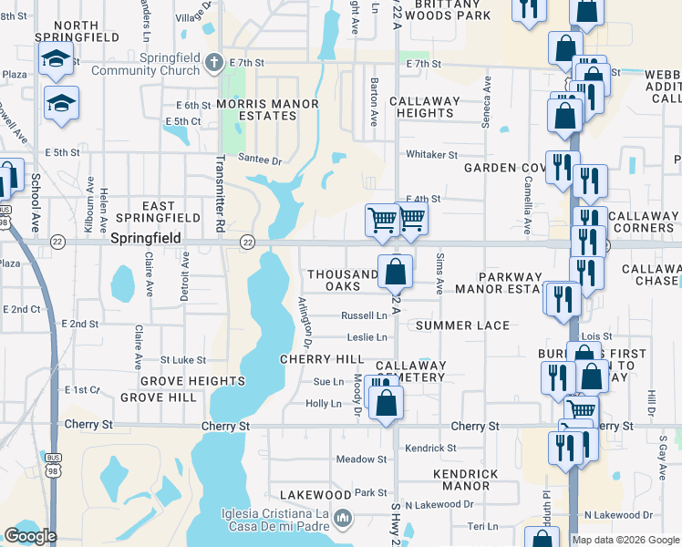 map of restaurants, bars, coffee shops, grocery stores, and more near 253 Orinda Street in Panama City