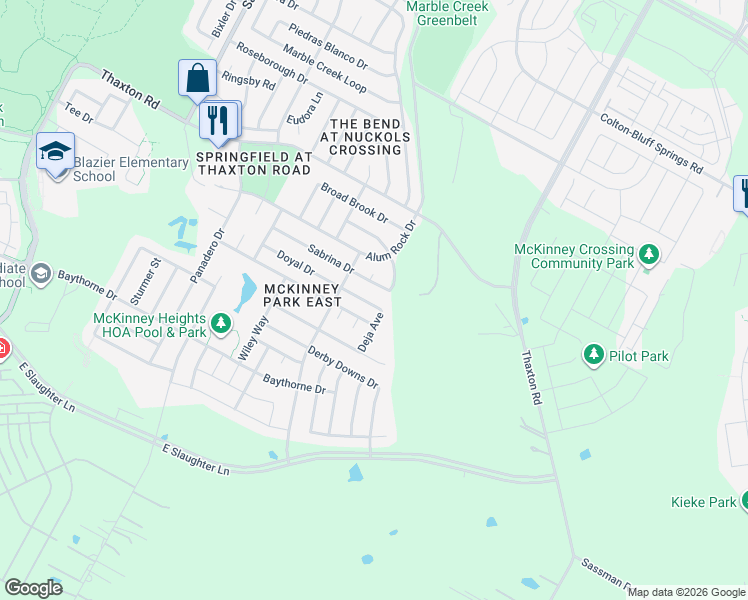 map of restaurants, bars, coffee shops, grocery stores, and more near 7004 Quinton Drive in Austin