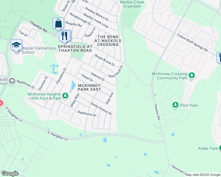 map of restaurants, bars, coffee shops, grocery stores, and more near 7004 Quinton Drive in Austin