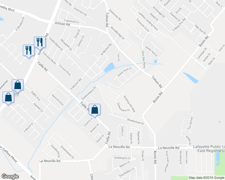 map of restaurants, bars, coffee shops, grocery stores, and more near 110 Billingford Drive in Lafayette
