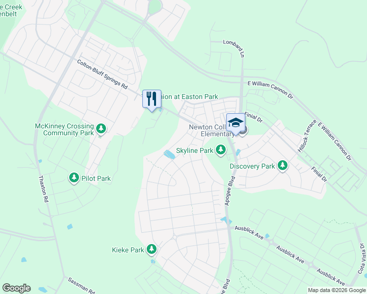 map of restaurants, bars, coffee shops, grocery stores, and more near 7805 Donnelley Drive in Austin