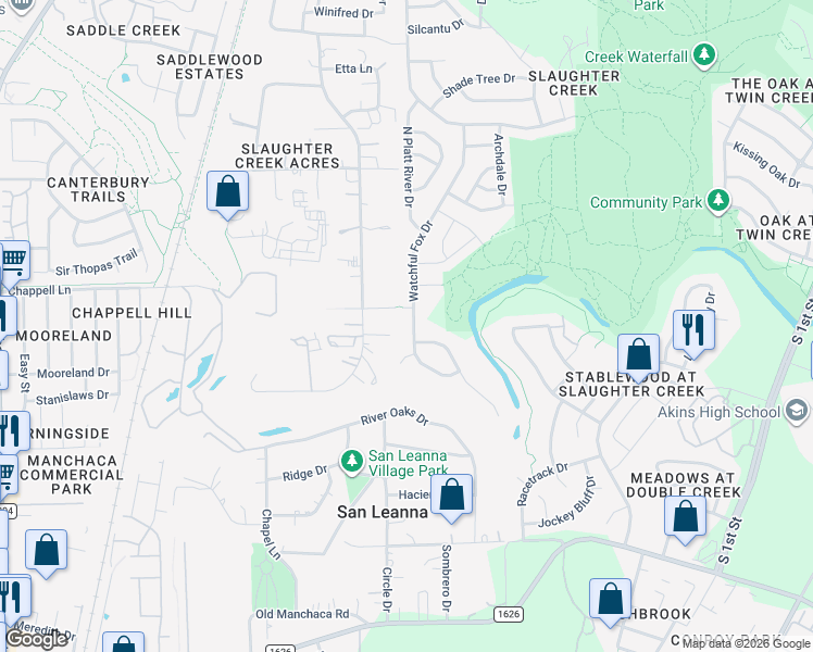 map of restaurants, bars, coffee shops, grocery stores, and more near 11011 Watchful Fox Drive in Austin