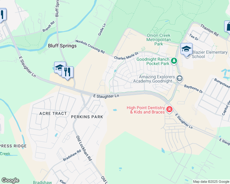 map of restaurants, bars, coffee shops, grocery stores, and more near 9004 Alderman Drive in Austin
