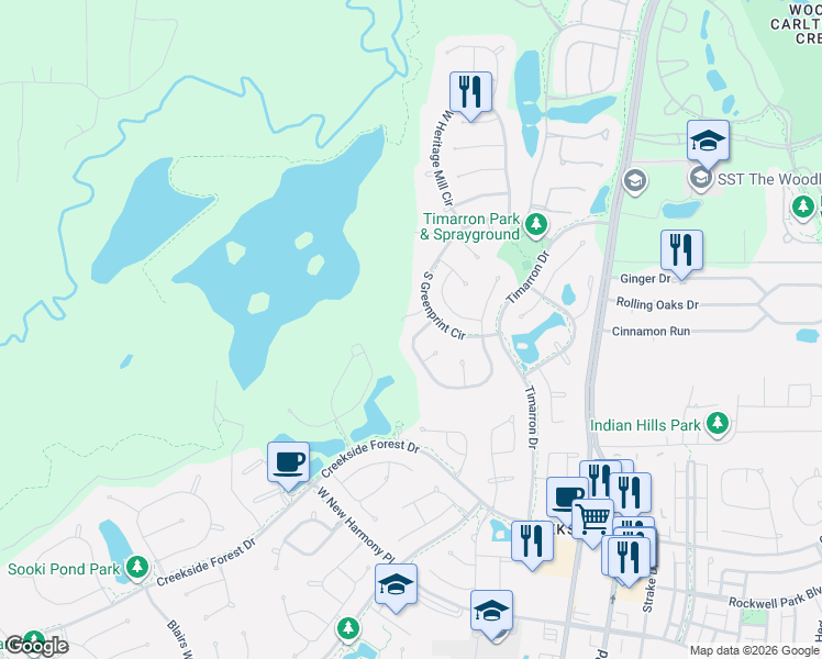 map of restaurants, bars, coffee shops, grocery stores, and more near 131 West Wading Pond Circle in Tomball