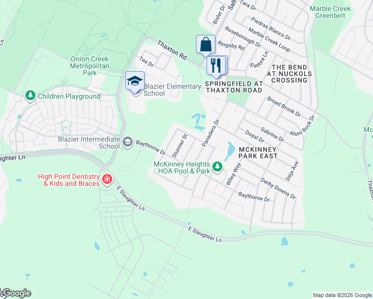 map of restaurants, bars, coffee shops, grocery stores, and more near 8720 Keynes Lane in Austin
