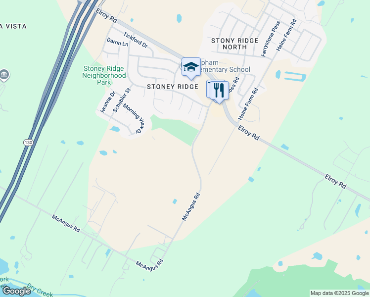map of restaurants, bars, coffee shops, grocery stores, and more near 7508 Ross Road in Del Valle