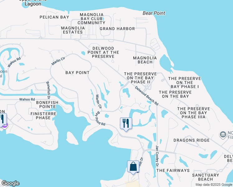 map of restaurants, bars, coffee shops, grocery stores, and more near 4301 Bay Point Road in Panama City Beach