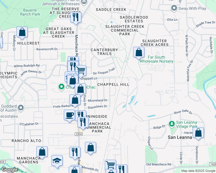 map of restaurants, bars, coffee shops, grocery stores, and more near 11316 Robert Wooding Drive in Austin
