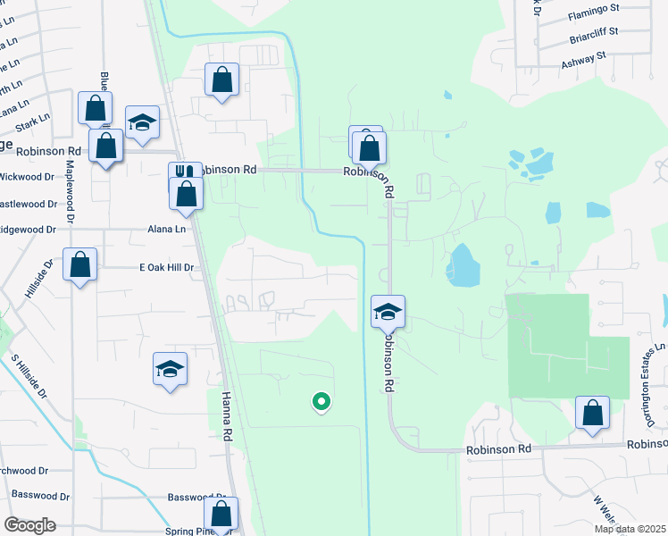 map of restaurants, bars, coffee shops, grocery stores, and more near 11311 Hillridge Drive in Conroe