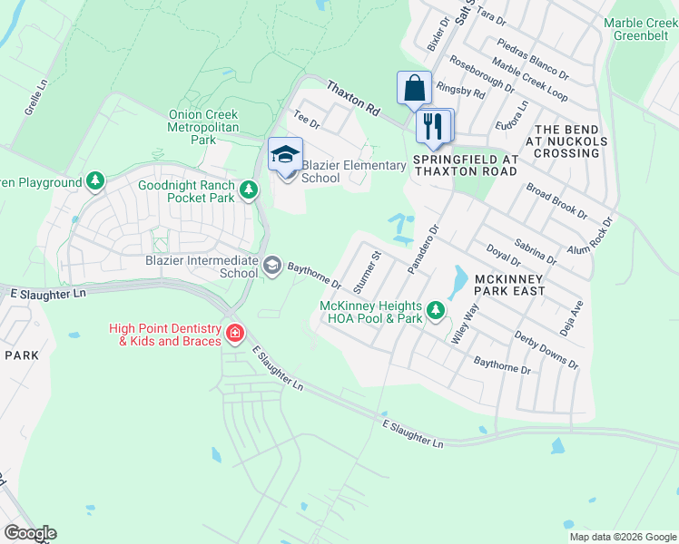 map of restaurants, bars, coffee shops, grocery stores, and more near 8704 Ipswich Bay Drive in Austin