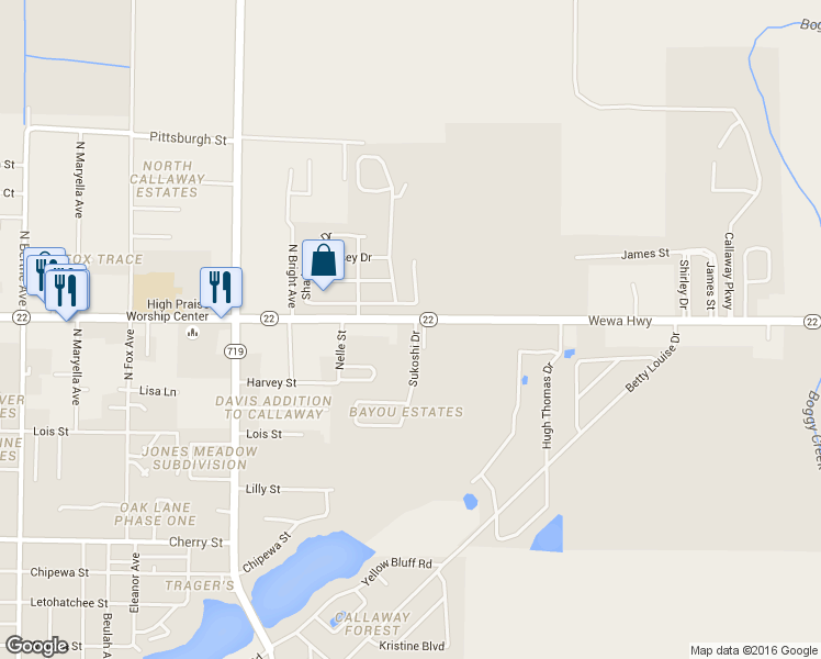 map of restaurants, bars, coffee shops, grocery stores, and more near 7718 Highway 22 in Panama City