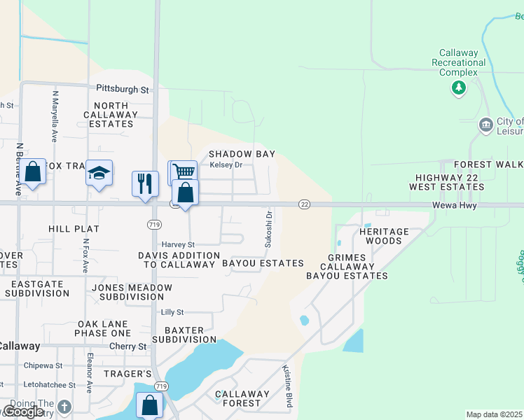 map of restaurants, bars, coffee shops, grocery stores, and more near 7632 Shadow Bay Drive in Panama City