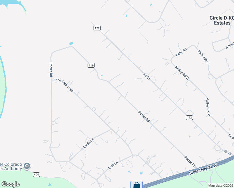 map of restaurants, bars, coffee shops, grocery stores, and more near 278 Porter Road in Bastrop