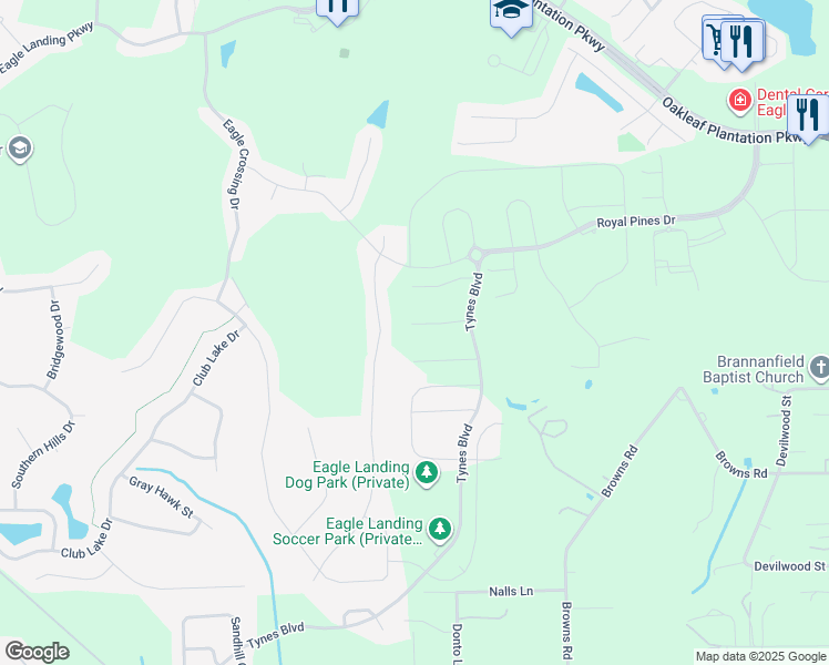 map of restaurants, bars, coffee shops, grocery stores, and more near Unnamed Road in Clay County