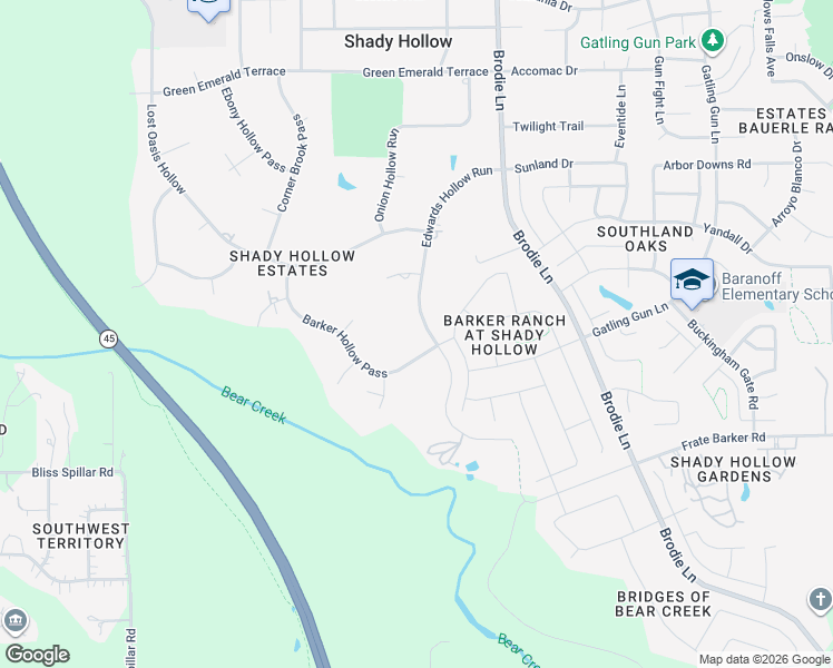 map of restaurants, bars, coffee shops, grocery stores, and more near 12312 Edwards Hollow Run in Austin