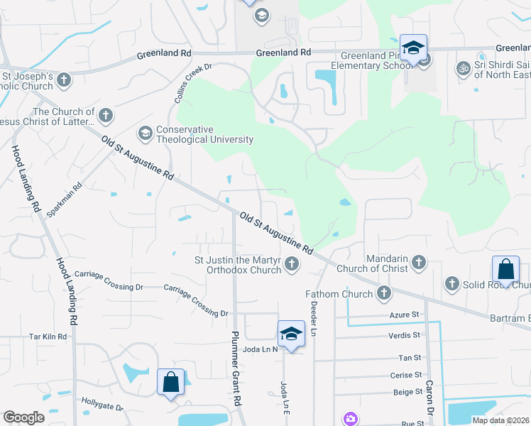 map of restaurants, bars, coffee shops, grocery stores, and more near 12084 Backwind Drive in Jacksonville
