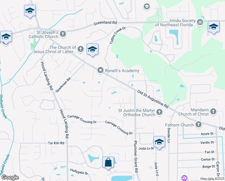 map of restaurants, bars, coffee shops, grocery stores, and more near 4578 Silverthorn Drive in Jacksonville