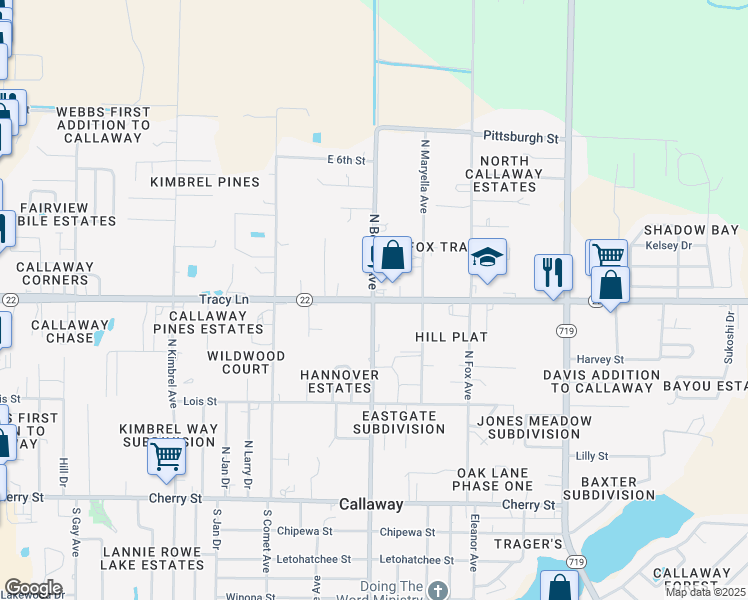 map of restaurants, bars, coffee shops, grocery stores, and more near 300 North Berthe Avenue in Panama City