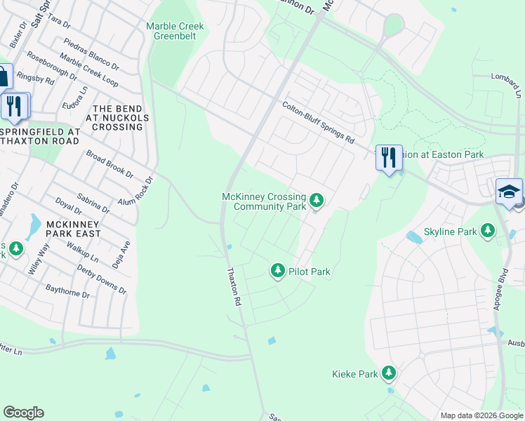 map of restaurants, bars, coffee shops, grocery stores, and more near McKinney Falls Parkway in Austin