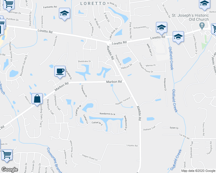 map of restaurants, bars, coffee shops, grocery stores, and more near 3718 Marbon Road in Jacksonville