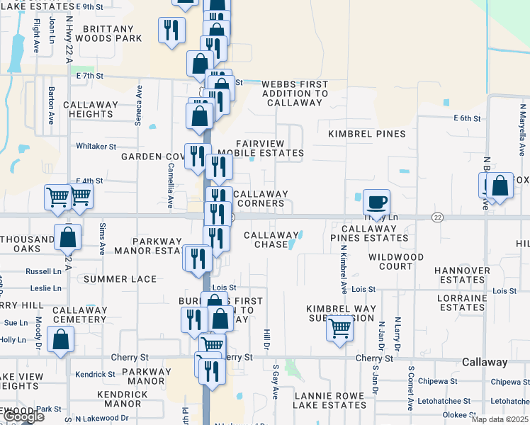 map of restaurants, bars, coffee shops, grocery stores, and more near 301 North Gay Avenue in Panama City