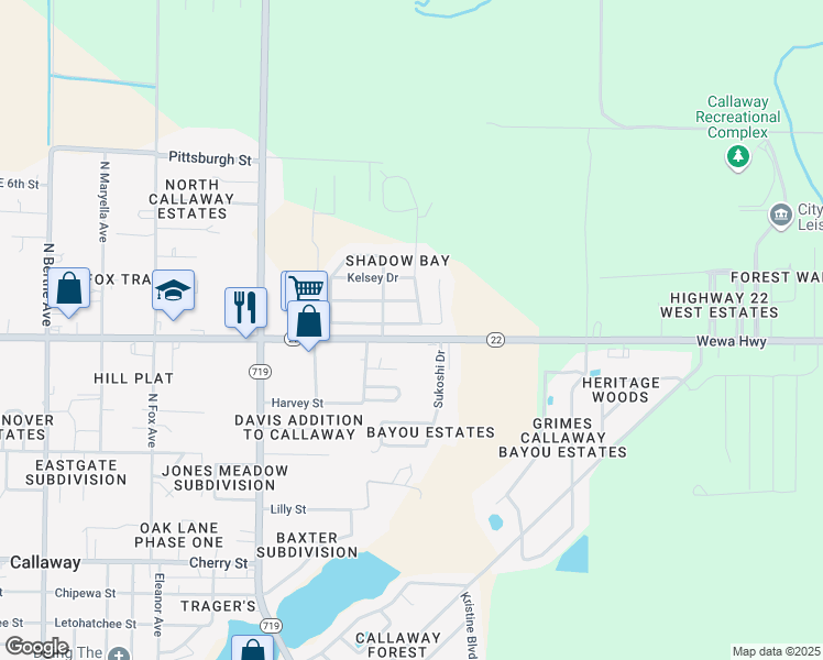 map of restaurants, bars, coffee shops, grocery stores, and more near 7632 Shadow Bay Drive in Panama City