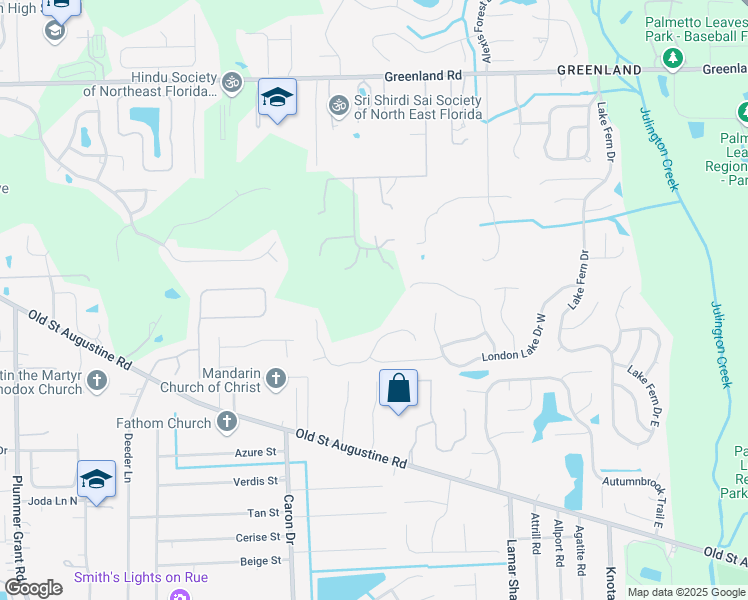 map of restaurants, bars, coffee shops, grocery stores, and more near 5857 Parkstone Crossing Drive in Jacksonville