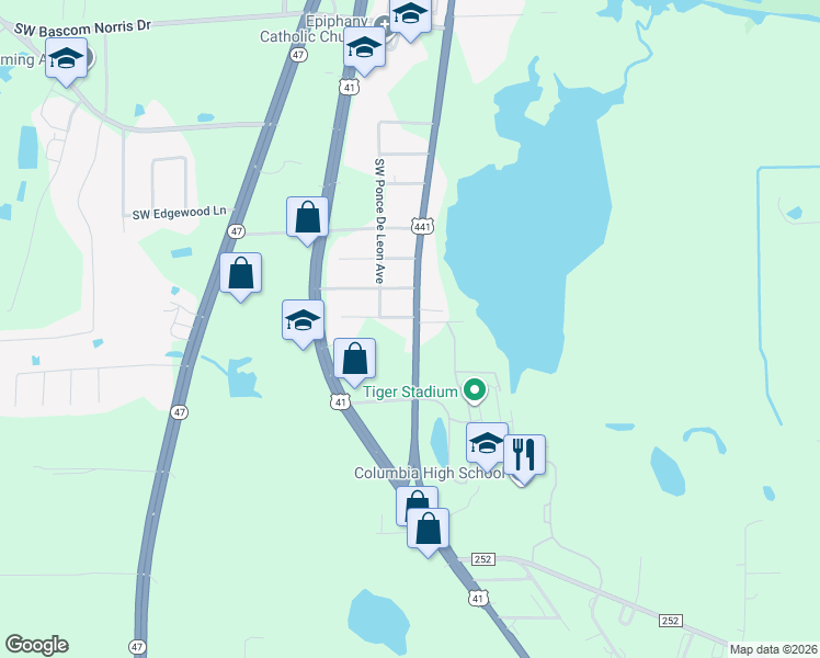 map of restaurants, bars, coffee shops, grocery stores, and more near 4508-4510 South Marion Avenue in Lake City