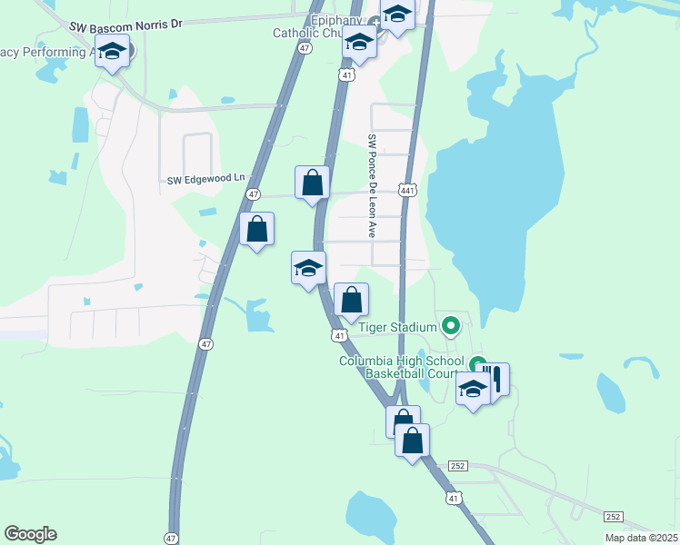 map of restaurants, bars, coffee shops, grocery stores, and more near 274 Southwest Davaca Glen in Lake City