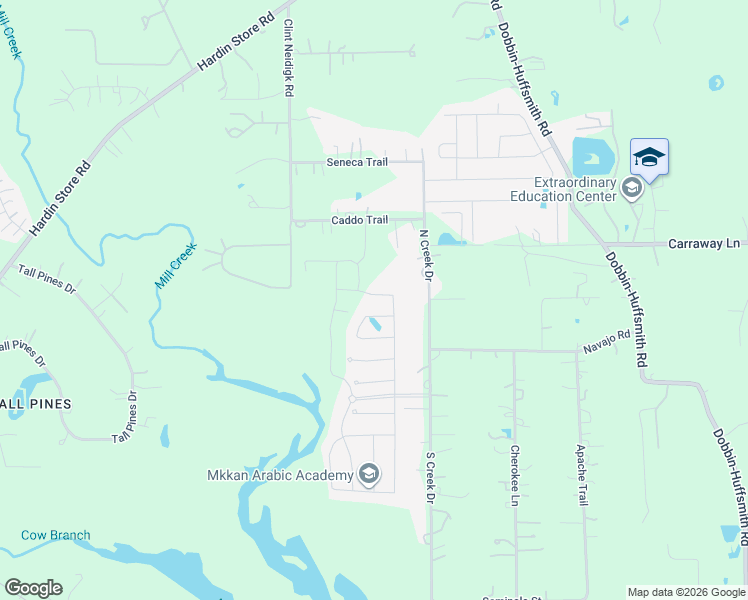 map of restaurants, bars, coffee shops, grocery stores, and more near 27307 North Creek Drive in Magnolia
