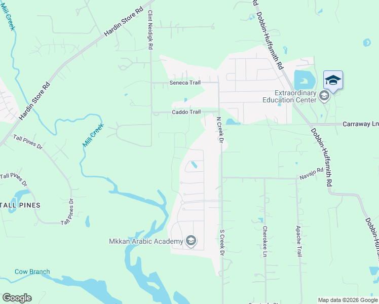 map of restaurants, bars, coffee shops, grocery stores, and more near 27113 South Creek Drive in Magnolia