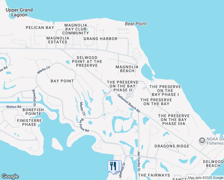 map of restaurants, bars, coffee shops, grocery stores, and more near 1044 Bay Point Road in Panama City