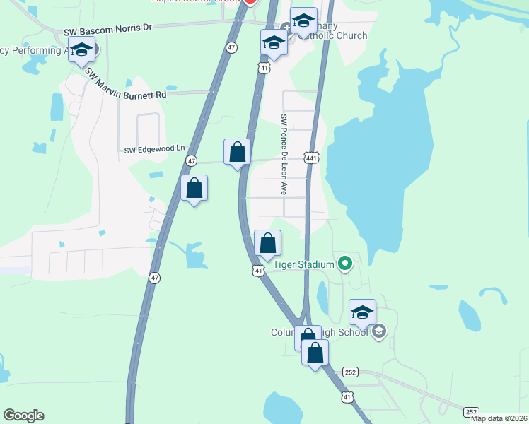 map of restaurants, bars, coffee shops, grocery stores, and more near 201-223 Southwest Coronado Street in Lake City
