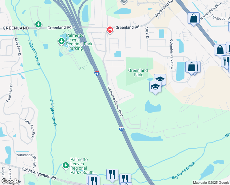 map of restaurants, bars, coffee shops, grocery stores, and more near 12048 Marldon Lane in Jacksonville