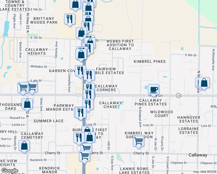 map of restaurants, bars, coffee shops, grocery stores, and more near 319-339 North Gay Avenue in Panama City