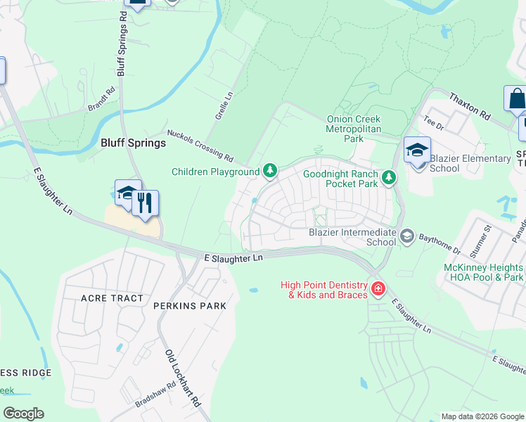 map of restaurants, bars, coffee shops, grocery stores, and more near 8807 Alderman Drive in Austin
