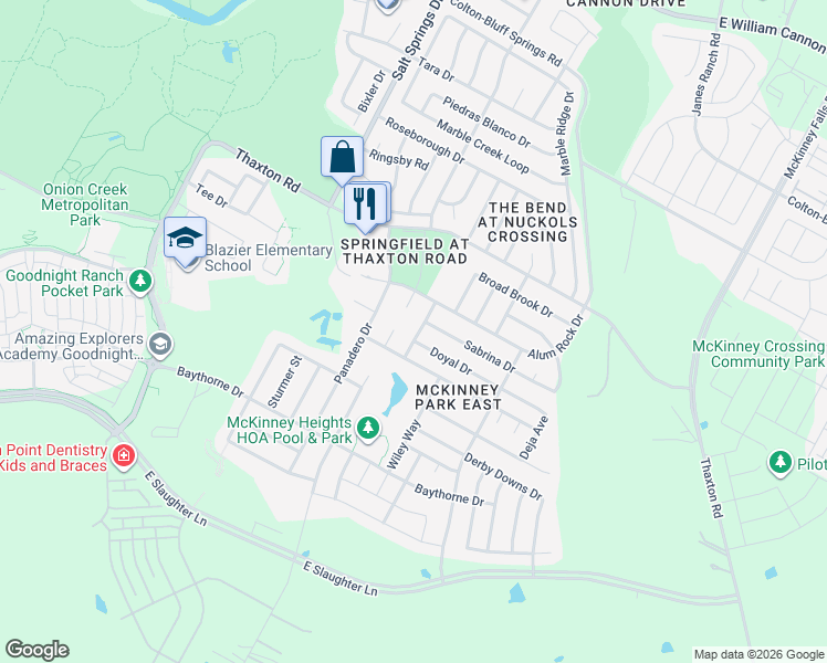 map of restaurants, bars, coffee shops, grocery stores, and more near 6525 Alum Rock Cove in Austin