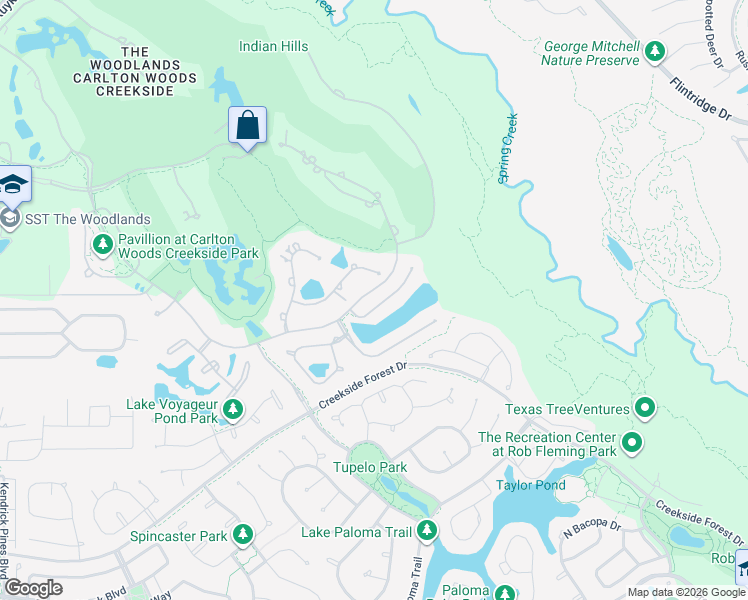 map of restaurants, bars, coffee shops, grocery stores, and more near 27 Hammock Dunes Place in Spring