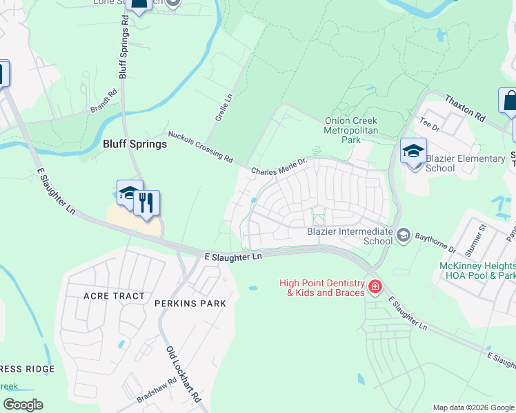 map of restaurants, bars, coffee shops, grocery stores, and more near 8807 Alderman Drive in Austin