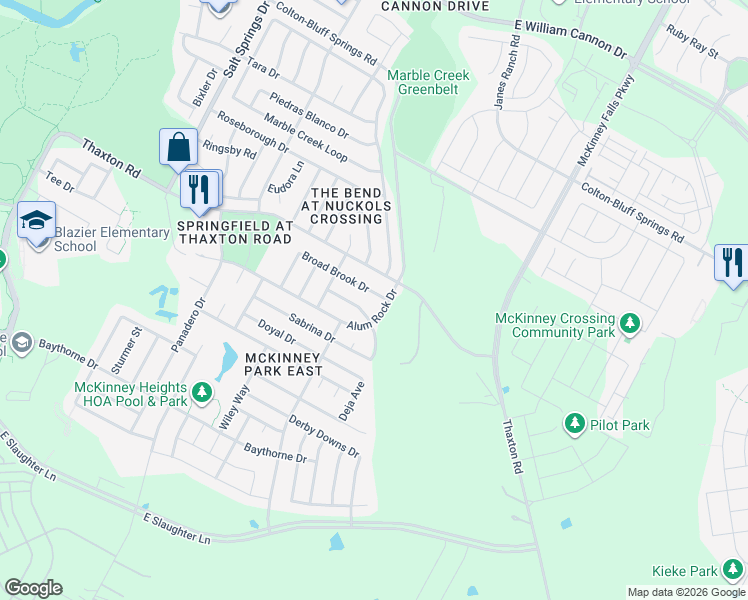 map of restaurants, bars, coffee shops, grocery stores, and more near 6913 Broad Brook Drive in Austin