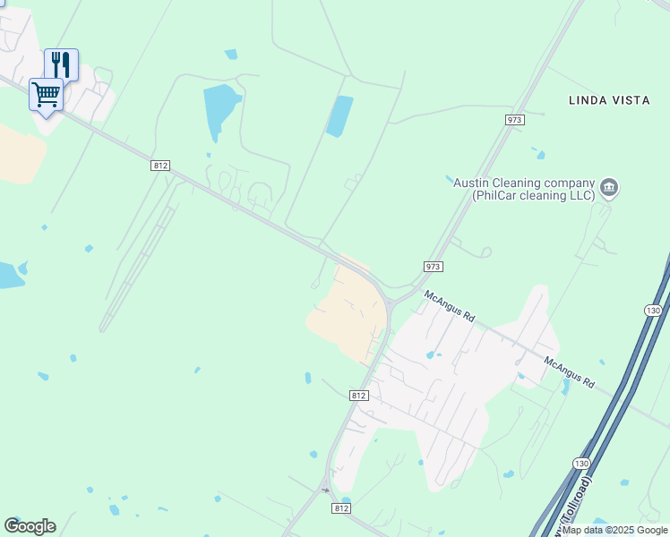 map of restaurants, bars, coffee shops, grocery stores, and more near 10205 Farm to Market Road 812 in Austin