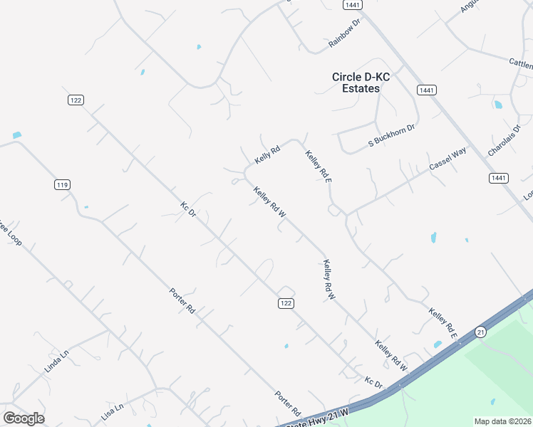 map of restaurants, bars, coffee shops, grocery stores, and more near 256 Kelley Road West in Bastrop