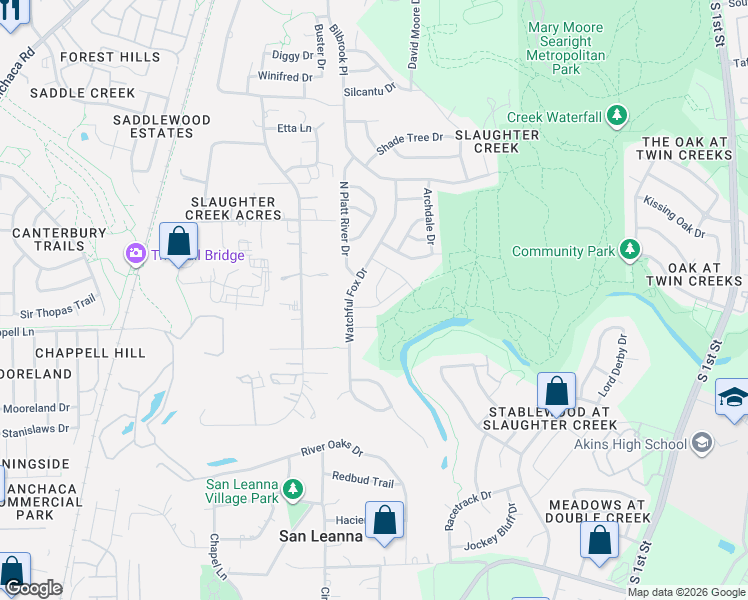 map of restaurants, bars, coffee shops, grocery stores, and more near 10809 Watchful Fox Drive in Austin
